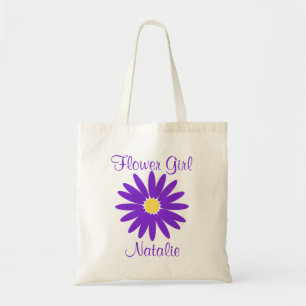 Paarse Daisy met  tekst Tote Bag