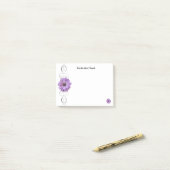 Paarse Daisy Personalized Post-it Notes (Op bureau)