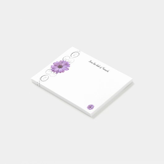 Paarse Daisy Personalized Post-it Notes (Schuin)