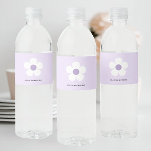 Paarse Daisy Verjaardag Elegante Floral Party De Waterfles Etiket