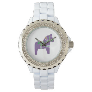 Paarse Dala Horse Horloge