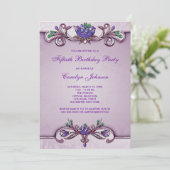 Paarse Damask 50ste verjaardag Kaart (Staand voorkant)