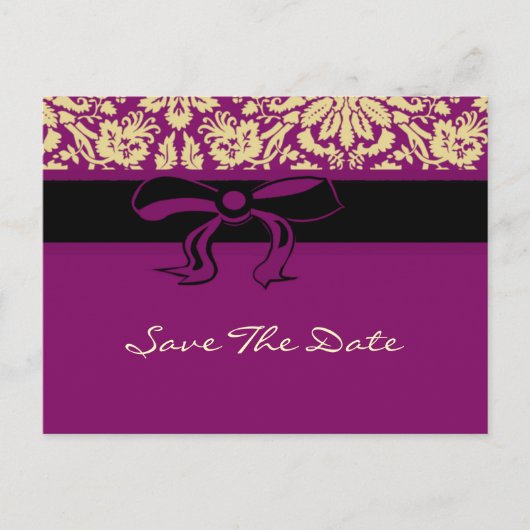 Paarse Damask Aankondigingskaart (Voorkant)