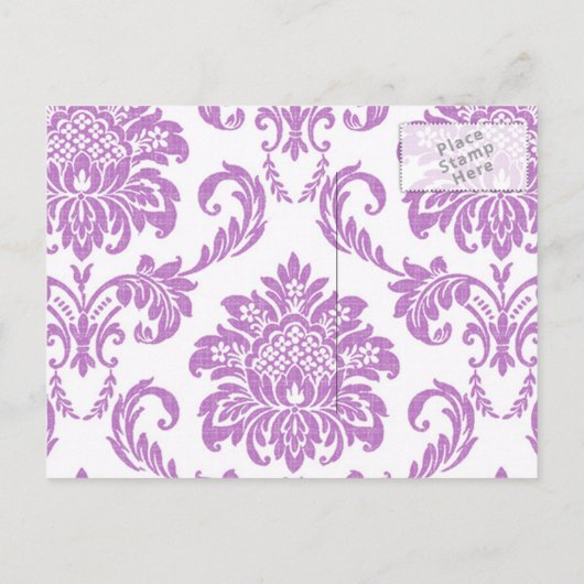 Paarse Damask bewaart het Briefkaart Datum (Achterkant)