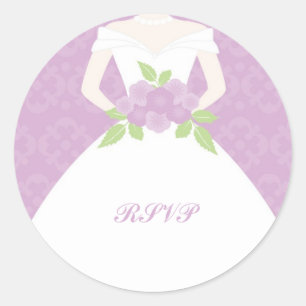 Paarse Damask Bride Ronde Sticker
