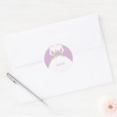 Paarse Damask Bride Ronde Sticker (Envelop)