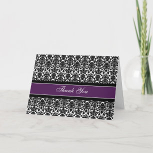 Paarse Damask Bruids Lucheon bedankkaart
