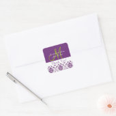 Paarse Damask bruiloft gunst dank u Vierkante Sticker (Envelop)