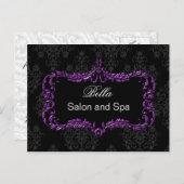 paarse damask business Bedankt Kaarten (Voorkant / Achterkant)