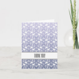 Paarse Damask Dank u Bedankkaart