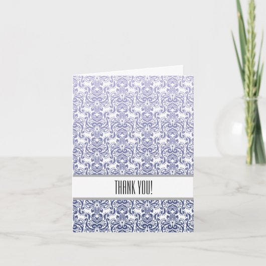 Paarse Damask Dank u Bedankkaart (Voorkant)