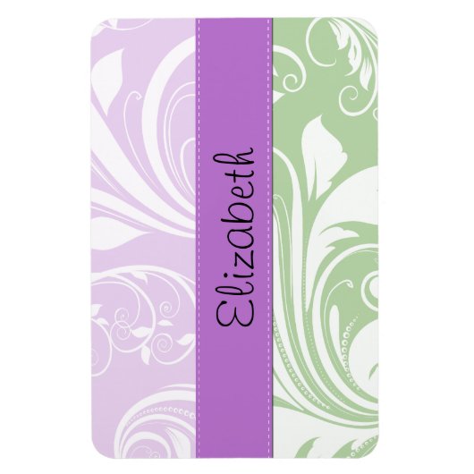 Paarse Damask, Green Damask, Jouw naam Magneet (Verticaal)