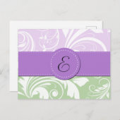 Paarse Damask, Green Damask, Monogram Briefkaart (Voorkant / Achterkant)