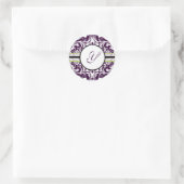 Paarse Damask Initiaal Sticker Letter Y Wedding (Tas)