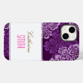 Paarse Damask iPhone 4 Case (Achterkant (horizontaal))