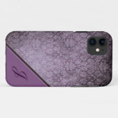 Paarse Damask iPhone 5 Hoesje (Achterkant (horizontaal))