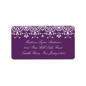 Paarse Damask Lace retour adreslabel Etiket (Voorkant)