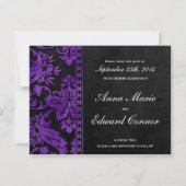 Paarse  Damask Lace sparen de Datum Save The Date (Voorkant)