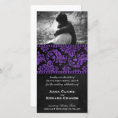 Paarse Damask Lace sparen de Datum Save The Date (Voorkant / Achterkant)