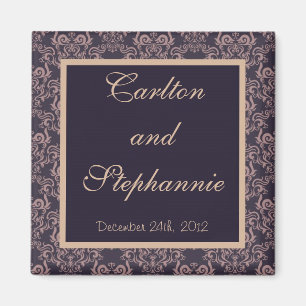 Paarse Damask Lace Trouwmagneet Magneet