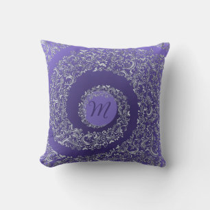 Paarse Damask Monogram Kussen