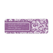 Paarse Damask op Plum Retouradres Etiket (Voorkant)