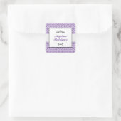 Paarse Damask Pattern Afstuderen Vierkante Sticker (Tas)