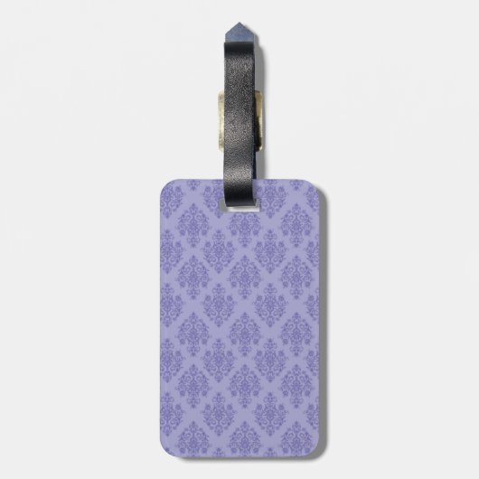 Paarse Damask QR CODE Aangepast Bagagelabel (Achterkant verticaal)