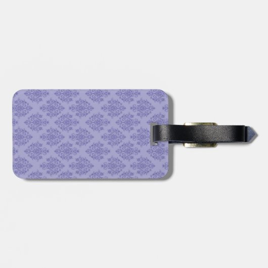 Paarse Damask QR CODE Aangepast Bagagelabel (Achterkant horizontaal)