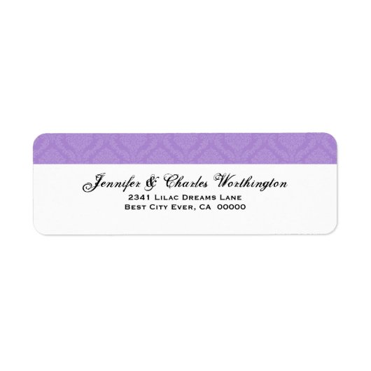 Paarse Damask Retouradres label (Voorkant)