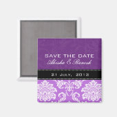 Paarse Damask sparen de Datum Magnet Magneet (Voorkant / Achterkant)