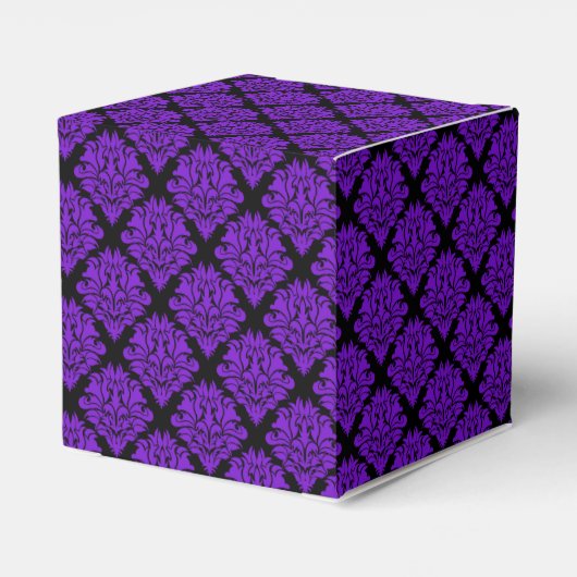 Paarse Damask-Square Party Favor Box Bedankdoosjes (Achterkant)