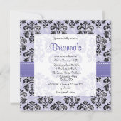 Paarse Damask Sweet Sixteen-uitnodigingen Kaart (Voorkant)