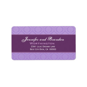 Paarse Damask Trouwset Etiket