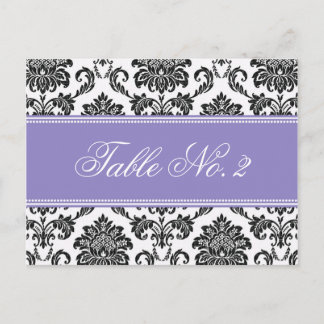 Paarse Damask Trouwtafel Nummer Briefkaart