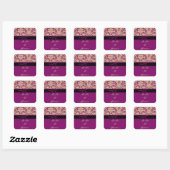 Paarse Damask Vierkante Sticker (Vel)
