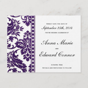 Paarse Damaslaag Sla de data op Save The Date