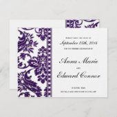 Paarse  Damaslaag Sla de data op Save The Date (Voorkant / Achterkant)