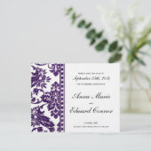 Paarse  Damaslaag Sla de data op Save The Date (Staand voorkant)