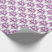 Paarse Damast Patroon Cadeaupapier (Hoek)