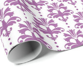 Paarse Damast Patroon Cadeaupapier (Rol Hoek)