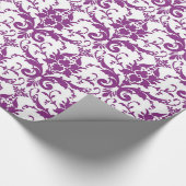 Paarse Damast Patroon Cadeaupapier (Hoek)