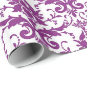 Paarse Damast Patroon Cadeaupapier (Rol Hoek)