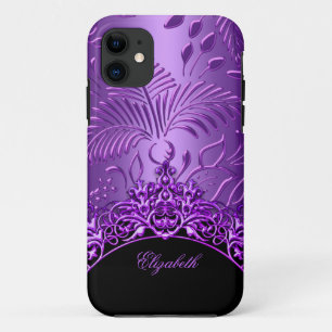 Paarse Damast Patroon iPhone 5 Elegant Klasse 11 Hoesje