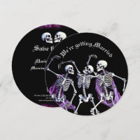 Paarse Dancing Skeletons Gothic Save the Date