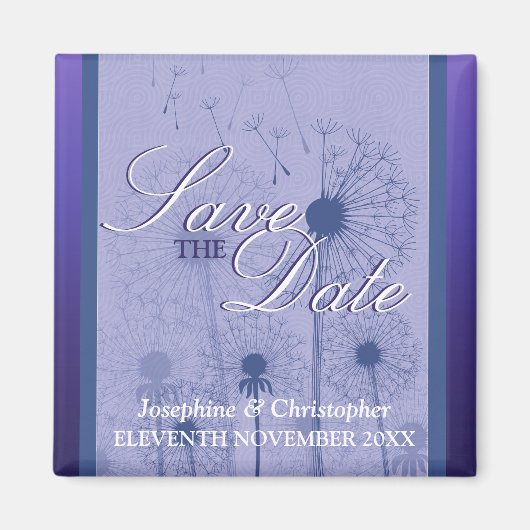Paarse Dandelion Save the Date Magnet Magneet (Voorkant)