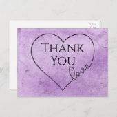 Paarse dank u Waterverf bruiloft  bruid Briefkaart (Voorkant / Achterkant)