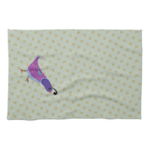 Paarse dansende Quail Kitchen Dish Towel