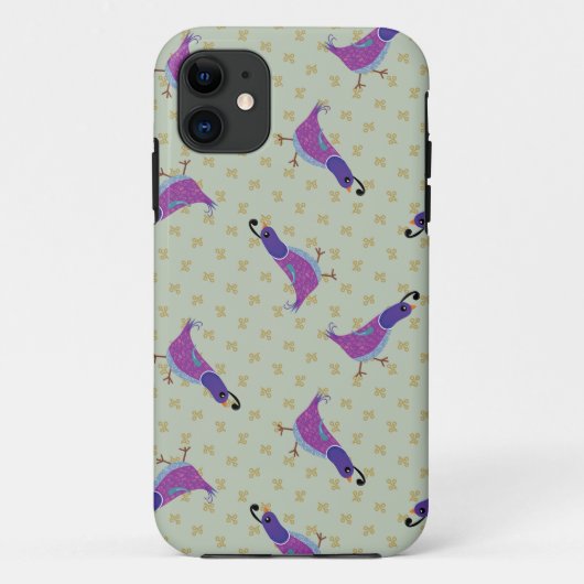 Paarse Dansende Quail Pattern iPhone 5/5S Hoesje (Achterkant)