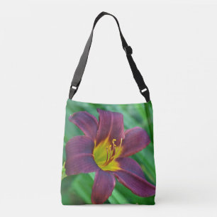 Paarse Daylily Crossbody Tas